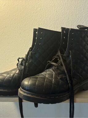 Dr. Martens Quilted Black Lace-Up Leather Combat Boots